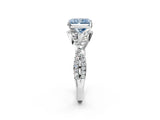 Platinum Fancy Blue Radiant Cut Diamond  Halo Twist Band Solitaire Prong Setting Ring_20