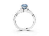 Platinum Fancy Blue Radiant Cut Diamond  Halo Twist Band Solitaire Prong Setting Ring_21
