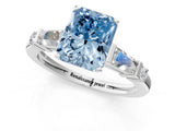 Platinum Fancy Blue Radiant  Cut Diamond Ring with Baguette Side Stones, Channel Set Band, and Four-Prong Setting_13