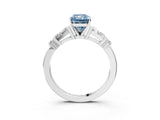 Platinum Fancy Blue Radiant  Cut Diamond Ring with Baguette Side Stones, Channel Set Band, and Four-Prong Setting_15