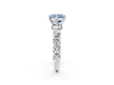Platinum Fancy Blue Radiant Cut Diamond Side Stone Engagement Ring with Four-Prong Setting_8