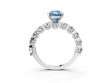 Platinum Fancy Blue Radiant Cut Diamond Side Stone Engagement Ring with Four-Prong Setting_9