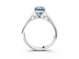 Platinum Fancy Blue Radiant Cut Diamond Solitaire Engagement Ring with Cathedral Setting and Four-Prong Mount_15