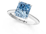 Platinum Fancy Blue Radiant Cut Diamond Solitaire Engagement Ring with Classic Band and Four-Prong Setting_13