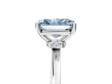 Platinum Fancy Blue Radiant Cut Diamond Solitaire Ring with Classic Band and Four-Prong Setting_17