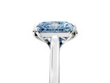 Platinum Fancy Blue Radiant Cut Diamond Solitaire Ring with Flower Prong Setting and Classic Band_17