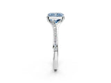 Platinum Fancy Blue Radiant Cut Diamond Solitaire Ring with Pavé Band and Prong Setting_14