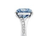 Platinum Fancy Blue Radiant Cut Diamond Solitaire Ring with Pavé Band and Prong Setting_17