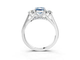 Platinum Fancy Blue Radiant Cut Diamond Three-Stone Engagement Ring with Prong Setting and Pavé Band_15