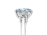 Platinum Fancy Blue Radiant Cut Diamond Three-Stone Engagement Ring with Prong Setting and Pavé Band_17