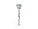 Platinum Fancy Blue Radiant Cut Diamond Three-Stone Ring with Prong Setting and Pavé Band_8