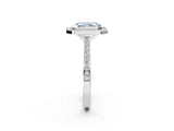 Platinum Fancy Blue Radiant Cut Halo Bezel Diamond Pave Band Ring_8