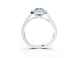 Platinum Fancy Blue Radiant Cut Halo Bezel Diamond Pave Band Ring_9