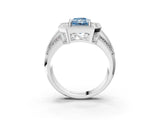 Platinum Fancy Blue Radiant Cut Halo Diamond Engagement Ring with Pave Split Shank and Four-Prong Setting_39