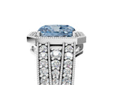 Platinum Fancy Blue Radiant Cut Halo Diamond Split Shank Ring with Prong Setting_41