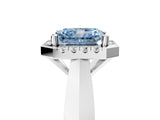 Platinum Fancy Blue Radiant  Cut Halo Solitaire Engagement Ring with Square Band and Four-Prong Setting_17