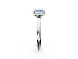Platinum Fancy Blue Radiant  Cut Solitaire Engagement Ring with Tapered Band and Four-Prong Setting 2