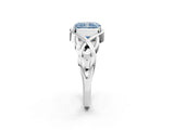 Platinum Fancy Blue Radiant Cut Solitaire Intertwined Band Prong Setting Ring_8