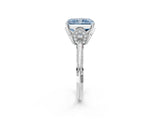Platinum Fancy Blue Radiant Cut Solitaire Split Shank Pave Diamond Engagement Ring with Four-Prong Setting_86