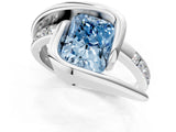 Platinum Fancy Blue Radiant Cut Solitaire Tension-Set Diamond Split Shank Ring_7