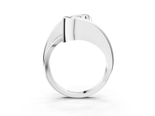 Platinum Fancy Blue Radiant Cut Solitaire Tension-Set Diamond Split Shank Ring
