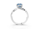 Platinum Fancy Blue Radiant Cut Solitaire Twist Pave Diamond Engagement Ring with Prong Setting_45
