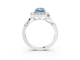 Platinum Fancy Blue Radiant  Halo Diamond Engagement Ring with Twisted Band and Four-Prong Setting 4