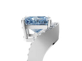 Platinum Fancy Blue Radiant  Solitaire Diamond Engagement Ring with Pave Band and Four-Prong Setting 5