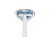 Platinum Fancy Blue Radiant  Solitaire Diamond Ring with Four-Prong Setting and Tapered Band 5