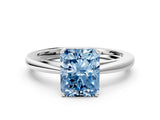Platinum Fancy Blue Radiant  Solitaire Diamond Ring with Split Shank and Four-Prong Setting_12