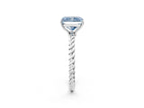 Platinum Fancy Blue Radiant  Solitaire Twist Band Ring with Four-Prong Setting_2