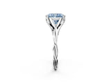 Platinum Fancy Blue Radiant  Solitaire Twist Band Six-Prong Setting 2