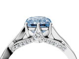 Platinum Fancy Blue Radiant  Solitaire Twist Band Six-Prong Setting 4