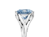 Platinum Fancy Blue Radiant  Solitaire Twist Band Six-Prong Setting 5