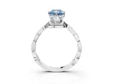 Platinum Fancy Blue Radiant  Solitaire Twist Band with Leaf Prong Setting 3