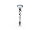 Platinum Fancy Blue Radiant  Solitaire Twisted Band with Prong Setting 3