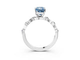 Platinum Fancy Blue Radiant  Solitaire Twisted Band with Prong Setting 4
