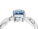 Platinum Fancy Blue Radiant  Solitaire Twisted Pave Diamond Ring with Four-Prong Setting_5