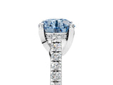 Platinum Fancy Blue Round  Brilliant Diamond Solitaire with Pavé Band and Four-Prong Setting 1