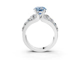 Platinum Fancy Blue Round  Brilliant Solitaire with Side Stones on a Pave Band and Four-Prong Setting_3