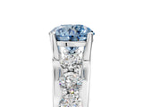 Platinum Fancy Blue Round  Brilliant Solitaire with Side Stones on a Pave Band and Four-Prong Setting_5