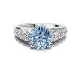 Platinum Fancy Blue Round Cut Brilliant Diamond Pavé Band with Six-Prong Setting_18