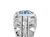 Platinum Fancy Blue Round Cut Brilliant Milgrain Filigree Diamond Ring with Square Prong Setting_17