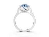 Platinum Fancy Blue Round Cut Brilliant Solitaire Diamond Ring with Channel Set Band and Bar Prong Setting_9