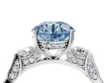 Platinum Fancy Blue Round Cut Brilliant Three-Stone Pave Band with Four-Prong Setting_16