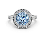 Platinum Fancy Blue Round Cut-Cut Diamond Halo Engagement Ring with Pave Band and Prong Setting_12