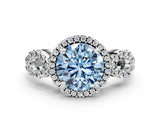 Platinum Fancy Blue Round Cut Cut Halo Diamond Infinity Band with Four-Prong Setting_12
