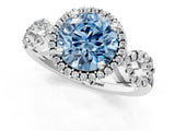 Platinum Fancy Blue Round Cut Cut Halo Diamond Infinity Band with Four-Prong Setting_13