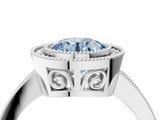 Platinum Fancy Blue Round Cut Cut Halo Pavé Diamond Ring_10