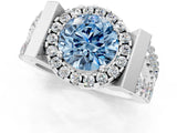 Platinum Fancy Blue Round Cut Cut Halo Split Shank Prong Set Ring_13
